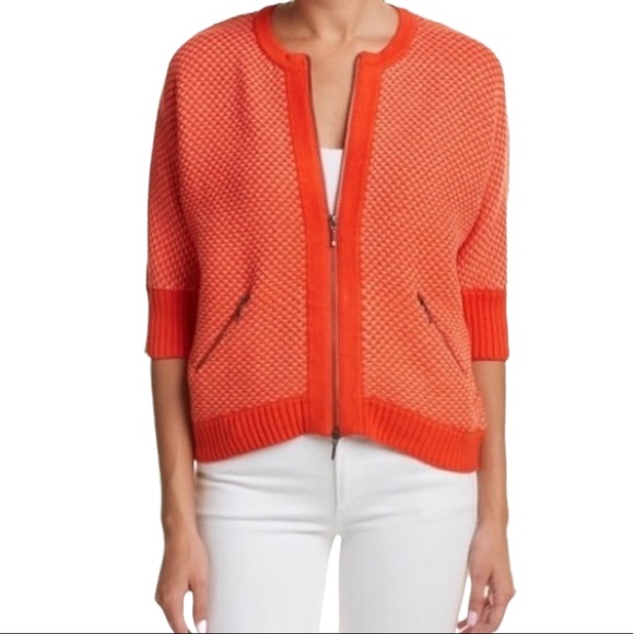 CAbi Sweaters - CAbi #195 Tangerine Orange Cocoon Cardigan Zip Sweater M